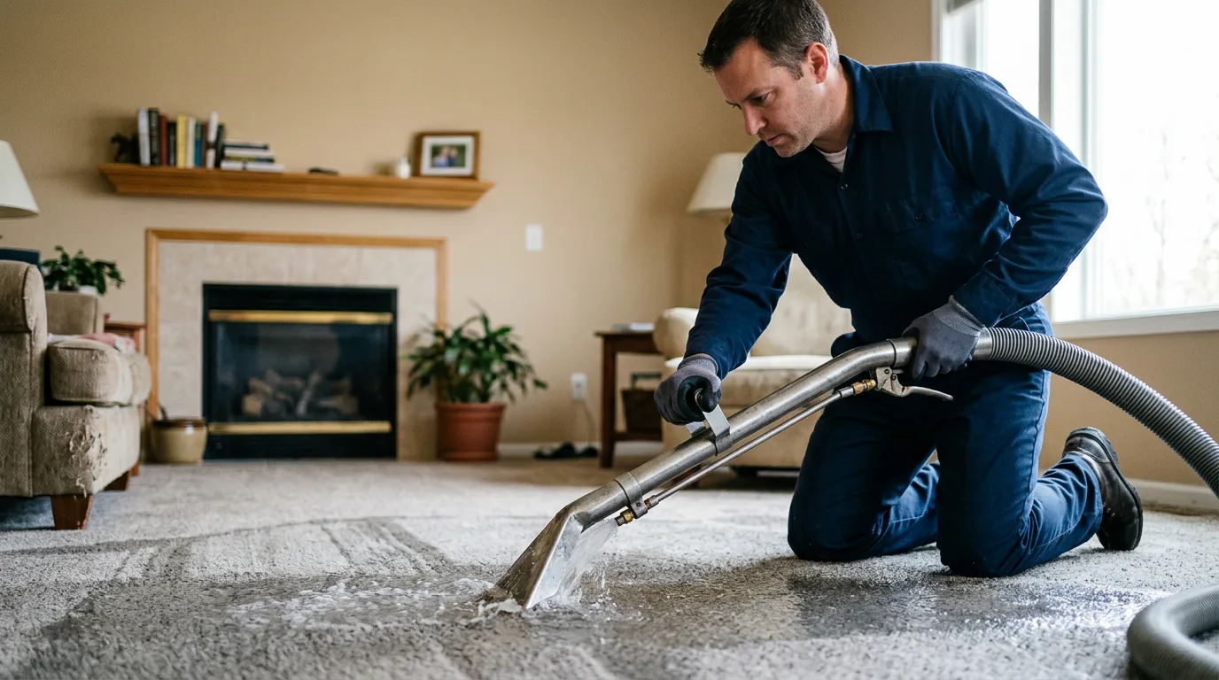 Water damage restoration technician working near Morven, GA